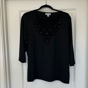 Susan Graver Black Embellished Blouse